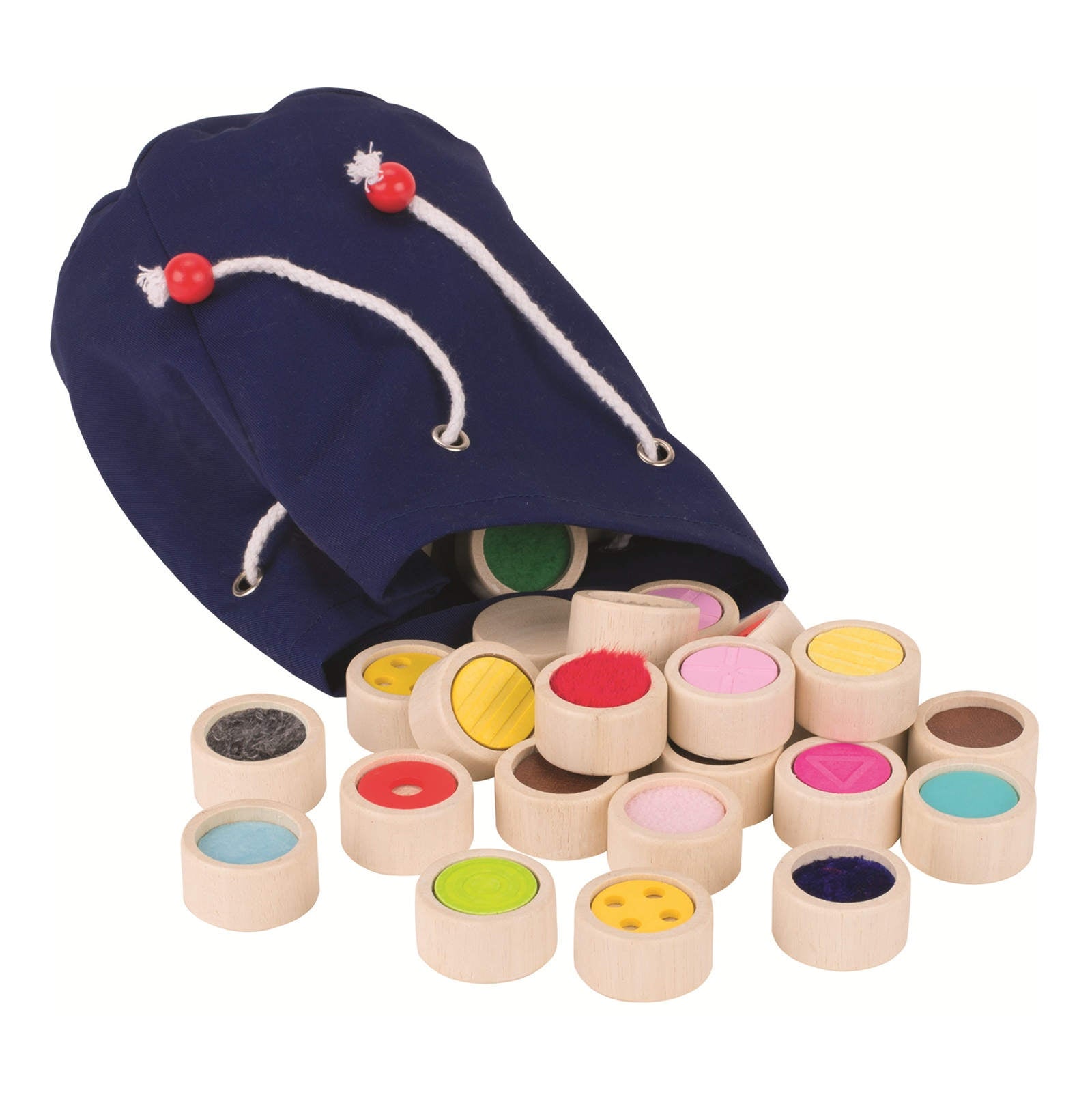 Voelmemo in katoenen zak – Sensorisch spel dat tastzin activeert en activering bevordert voor senioren en dementie.