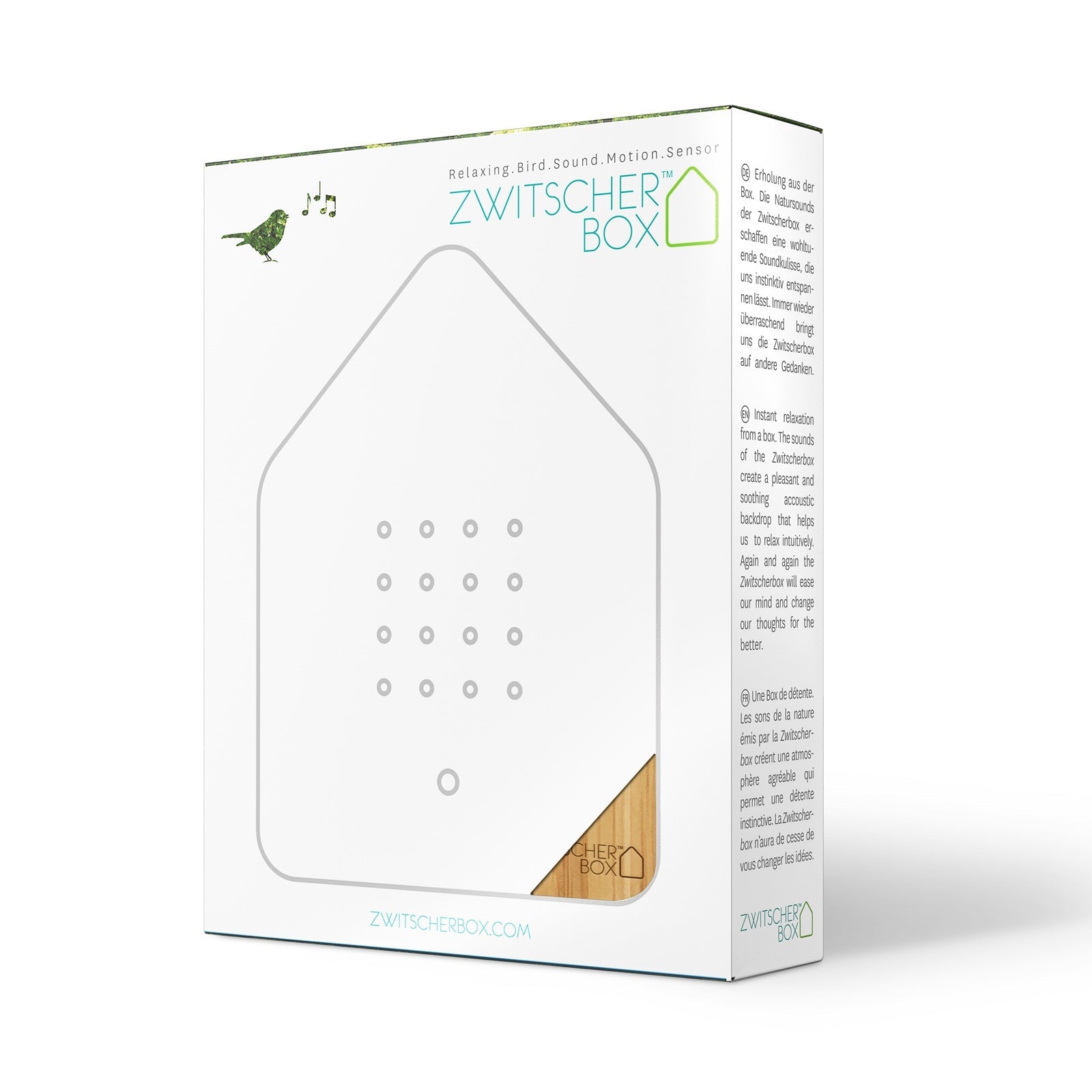 Zwitscherbox Bamboe – Vogelgeluiden met bewegingssensor, bevordert activering en sensorische stimulatie voor ouderen.