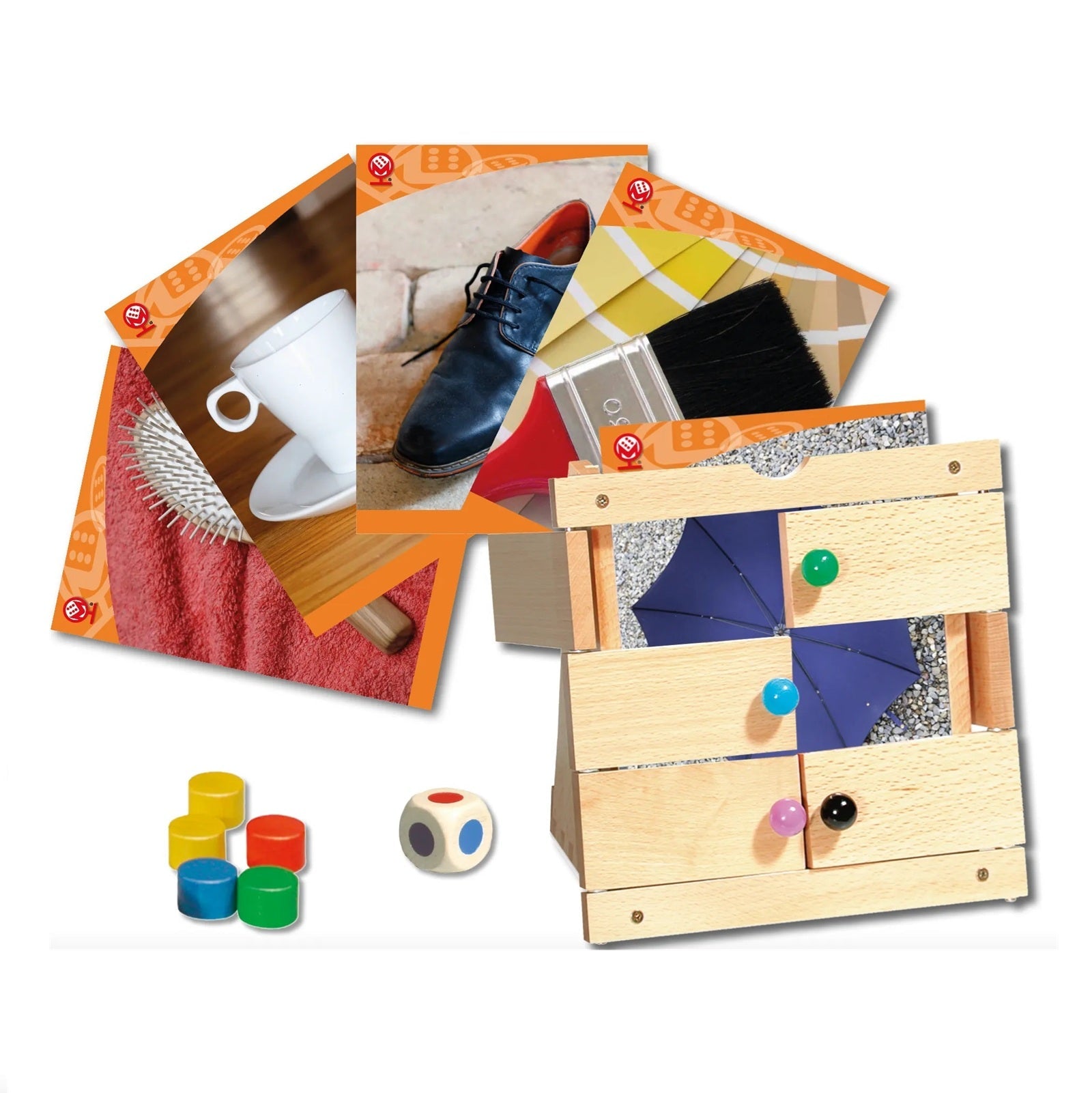 Wat zit er achter het luikje? – Raadspel met alledaagse voorwerpen, stimuleert geheugen en activering voor senioren.