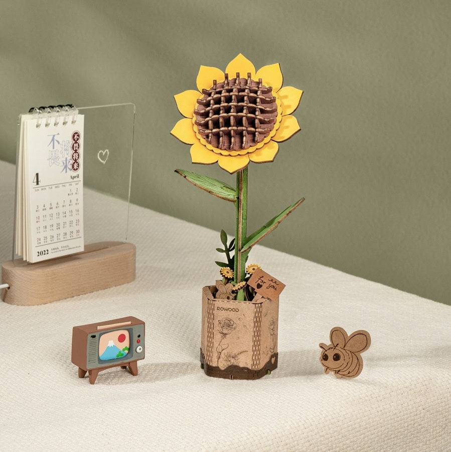 3D-Holzpuzzle-Bausatz - Sonnenblume