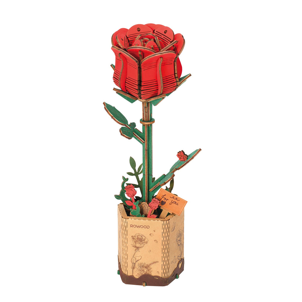 3D-Holzpuzzle-Bausatz - Rote Rose