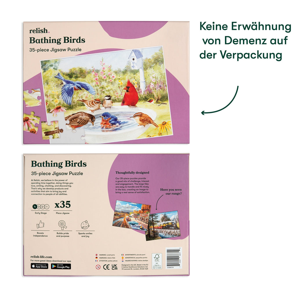 Puzzle - Vögel im Bad - 35 Teile